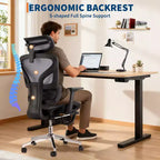 Sedia da Ufficio Ergonomica con Poggiapiedi, Sedia da Scrivania per Computer in Rete con Supporto Lombare, Poggiatesta e Braccioli Regolabili, per Ufficio