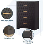 Comò in Legno a 4 Cassetti per Camera da Letto, Cassettiera in Legno con Maniglie Dorate, Comodino Moderno per Camera da Letto, Armadietto Contenitore in Legno
