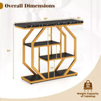 Tavolo consolle Costway 40'' con ripiani portaoggetti, struttura in metallo geometrica, per ingresso/corridoio
