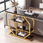 Tavolo consolle Costway 40'' con ripiani portaoggetti, struttura in metallo geometrica, per ingresso/corridoio