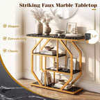 Tavolo consolle Costway 40'' con ripiani portaoggetti, struttura in metallo geometrica, per ingresso/corridoio
