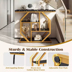 Tavolo consolle Costway 40'' con ripiani portaoggetti, struttura in metallo geometrica, per ingresso/corridoio