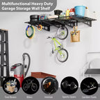 Mensole da parete per garage, set da 2 pz da 60x180 cm, scaffali portaoggetti in acciaio resistente, colore nero, per organizzazione garage e cantina