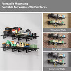 Mensole da parete per garage, set da 2 pz da 60x180 cm, scaffali portaoggetti in acciaio resistente, colore nero, per organizzazione garage e cantina