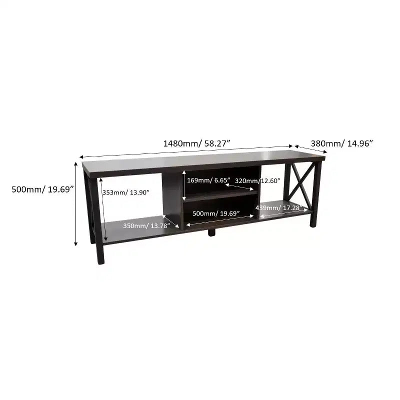AndMakers Mobile TV in Legno da 58,27 pollici con 4 Ripiani Contenitori Adatto a TV fino a 65 pollici