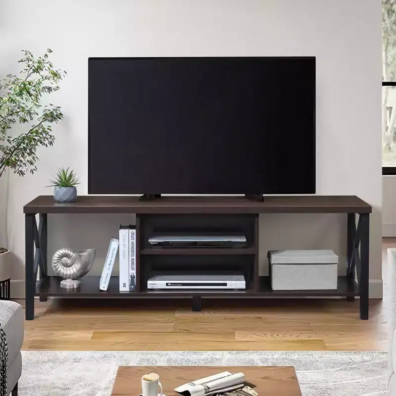 AndMakers Mobile TV in Legno da 58,27 pollici con 4 Ripiani Contenitori Adatto a TV fino a 65 pollici