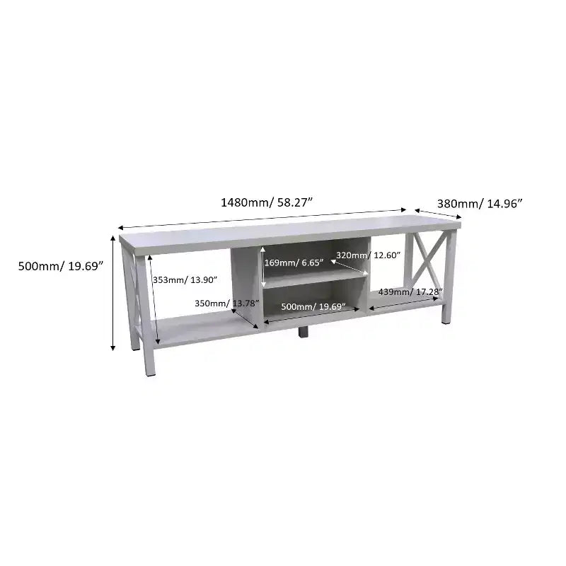 AndMakers Mobile TV in Legno da 58,27 pollici con 4 Ripiani Contenitori Adatto a TV fino a 65 pollici