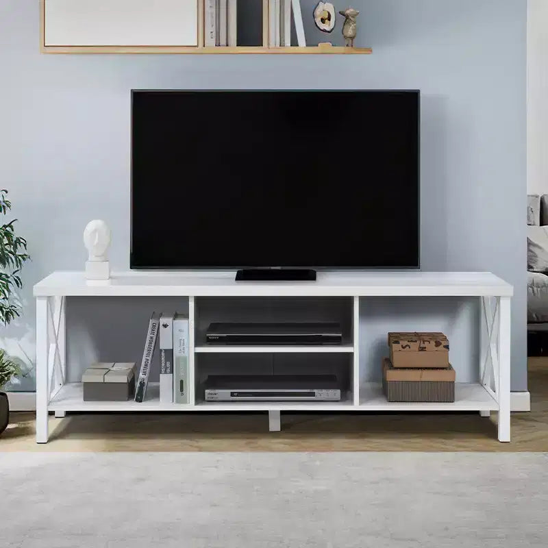 AndMakers Mobile TV in Legno da 58,27 pollici con 4 Ripiani Contenitori Adatto a TV fino a 65 pollici