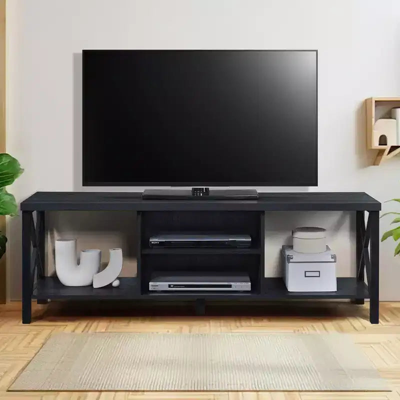 AndMakers Mobile TV in Legno da 58,27 pollici con 4 Ripiani Contenitori Adatto a TV fino a 65 pollici