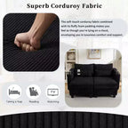 MAYEERTY Divano Letto Convertibile Chaise a Due Posti in Velluto a Coste con Porte e Due Portabicchieri per Soggiorno Nero