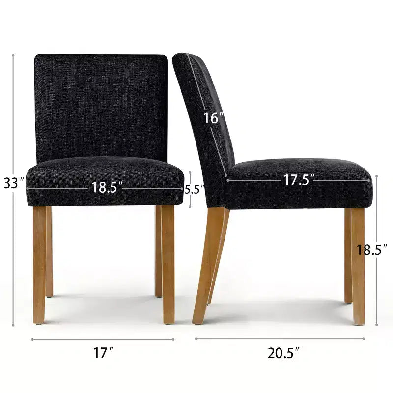 Set di 4 sedie da pranzo in stile Modern Farmhouse, sedie Parsons imbottite in tessuto testurizzato intrecciato con gambe in legno massello - Panipeachy