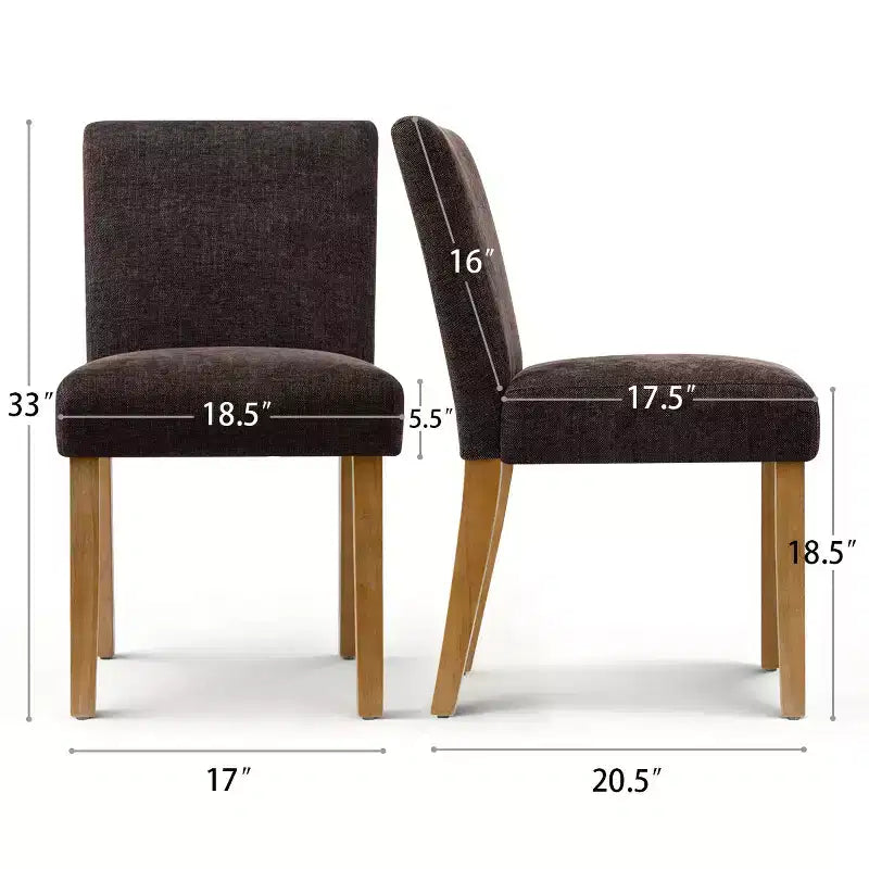 Set di 4 sedie da pranzo in stile Modern Farmhouse, sedie Parsons imbottite in tessuto testurizzato intrecciato con gambe in legno massello - Panipeachy