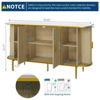 Madia Credenza da 150 cm con Ante Scanalate, Mobile Console con Gambe in Metallo, Piano Effetto Marmo, Mobile Moderno di Metà Secolo per Sala da Pranzo