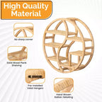 Vintiquewise Scaffale a parete rotondo in bambù con espositore a 3 livelli in legno, scaffale sospeso circolare Boho per soggiorno, camera da letto e decorazioni per la casa