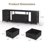 Cassettiera a 10 cassetti, mobile TV con cassetti in tessuto per TV da 75 70 65 pollici, tavolo consolle TV con ripiani a giorno per soggiorno, camera da letto,