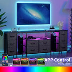 Cassettiera a 10 cassetti, mobile TV con cassetti in tessuto per TV da 75 70 65 pollici, tavolo consolle TV con ripiani a giorno per soggiorno, camera da letto,