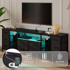 Cassettiera a 10 cassetti, mobile TV con cassetti in tessuto per TV da 75 70 65 pollici, tavolo consolle TV con ripiani a giorno per soggiorno, camera da letto,