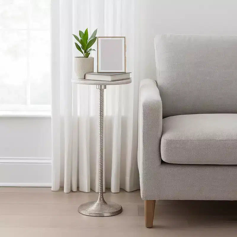 Tavolino finale e laterale contemporaneo con piano in marmo per l'arredamento della casa - Piccolo tavolino da appoggio per comodino, camera da letto o tavolo da bibita