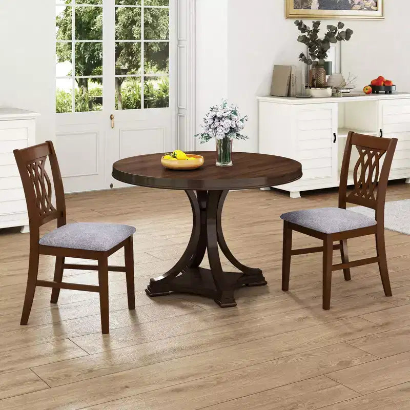 Set di 2 sedie da pranzo Costway con seduta imbottita, schienale scavato e telaio in legno di gomma