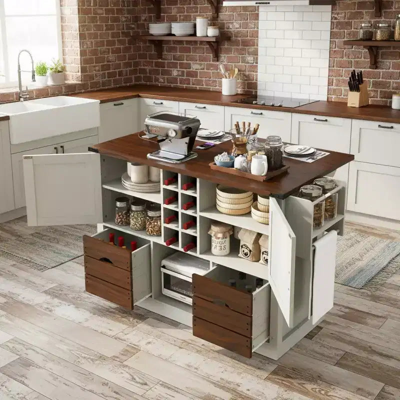 Carrello da Cucina Pieghevole 54 Farmhouse con Ruote Grandi per Cucina o Sala da Pranzo-Panipeachy