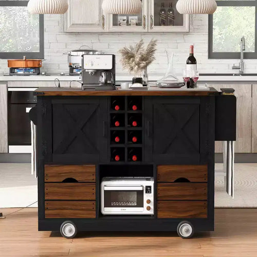 Carrello da Cucina Pieghevole 54 Farmhouse con Ruote Grandi per Cucina o Sala da Pranzo-Panipeachy