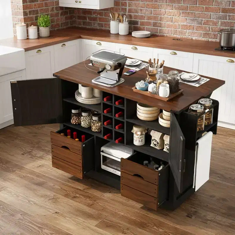 Carrello da Cucina Pieghevole 54 Farmhouse con Ruote Grandi per Cucina o Sala da Pranzo-Panipeachy