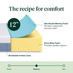 Materasso in memory foam Zinus 12 Queen Cooling Essential, senza fibra di vetro, rigidità media, strati rinfrescanti traspiranti, materiali certificati sicuri