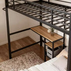 GDFStudio Benson Letto a Castello Moderno in Metallo a Due Piazze a L con Scrivania e Cassetti