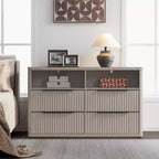 BALHAM TRADE-Comò moderno largo 56,5 cm per camera da letto con 4 cassetti e ripiano aperto scanalato