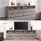 BALHAM TRADE-Comò moderno largo 56,5 cm per camera da letto con 4 cassetti e ripiano aperto scanalato