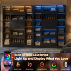 Besiost Mobile Scarpiera in Legno con Luci LED, Organizer Verticale con Cassetto e Ripiani