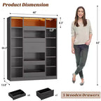 Besiost Mobile Scarpiera in Legno con Luci LED, Organizer Verticale con Cassetto e Ripiani