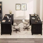 Scrivania extra-large per due persone con stazione di ricarica, spazio regolabile e cassetti per archivio, ideale per ufficio domestico condiviso e studio