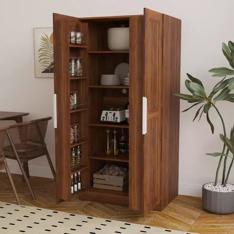 Mobile da Cucina Dispensa da 160 cm con Ante e Ripiani, Armadio Contenitore Indipendente per Sala da Pranzo, Credenza