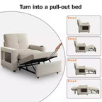Divano letto Dyonery 3 in 1, largo 42,5 pollici, convertibile estraibile con schienale regolabile, porte di ricarica USB, tavolino laterale e portabicchieri
