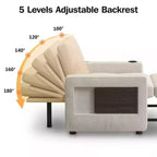Divano letto Dyonery 3 in 1, largo 42,5 pollici, convertibile estraibile con schienale regolabile, porte di ricarica USB, tavolino laterale e portabicchieri