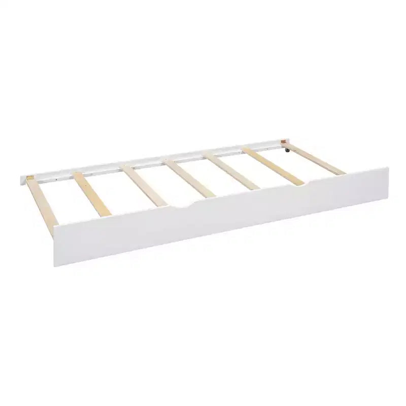 Letto a capanna MAYEERTY per bambini, una piazza e mezza, con letto estraibile e ripiano contenitore, design moderno, per camera da letto, bianco