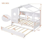 Letto a capanna MAYEERTY per bambini, una piazza e mezza, con letto estraibile e ripiano contenitore, design moderno, per camera da letto, bianco