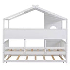 Letto a capanna MAYEERTY per bambini, una piazza e mezza, con letto estraibile e ripiano contenitore, design moderno, per camera da letto, bianco
