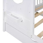 Letto a capanna MAYEERTY per bambini, una piazza e mezza, con letto estraibile e ripiano contenitore, design moderno, per camera da letto, bianco