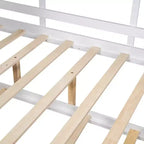 Letto a capanna MAYEERTY per bambini, una piazza e mezza, con letto estraibile e ripiano contenitore, design moderno, per camera da letto, bianco