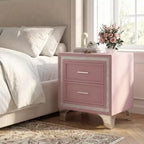 Elegante comodino lucido con maniglia in metallo, comodino a specchio con 2 cassetti per camera da letto, soggiorno, nero