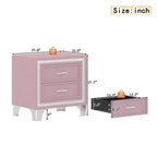 Elegante comodino lucido con maniglia in metallo, comodino a specchio con 2 cassetti per camera da letto, soggiorno, nero