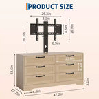 Mobile TV moderno con supporto per TV da 32-85 pollici, cassettiera a 6 cassetti in rattan, console multimediale con ampio spazio di archiviazione per soggiorno o camera da letto