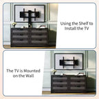 Mobile TV moderno con supporto per TV da 32-85 pollici, cassettiera a 6 cassetti in rattan, console multimediale con ampio spazio di archiviazione per soggiorno o camera da letto