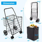 Carrello portaspesa pieghevole Gymax con doppio cestino e fodera impermeabile