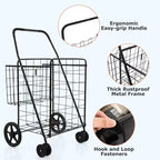 Carrello portaspesa pieghevole Gymax con doppio cestino e fodera impermeabile
