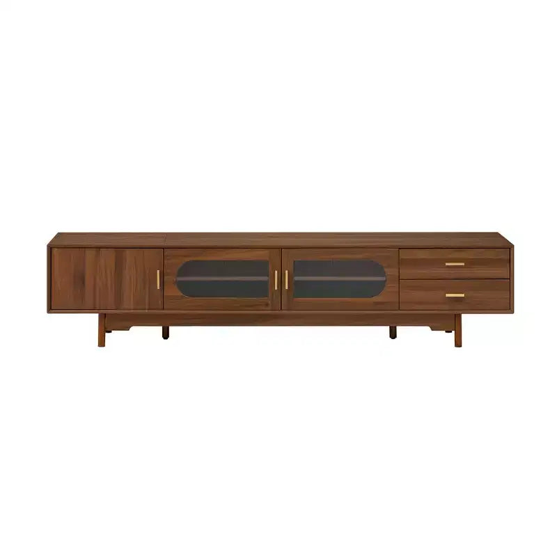 GDFStudio Petty Mobile TV Moderno 78 con Ante in Vetro Scanalato. 2 Cassetti e Ripiani