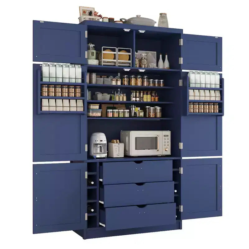 Whisen Dispensa da Cucina Autoportante Alta 203 cm, Credenze, Armadio Contenitore Grande