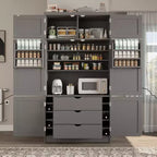 Whisen Dispensa da Cucina Autoportante Alta 203 cm, Credenze, Armadio Contenitore Grande